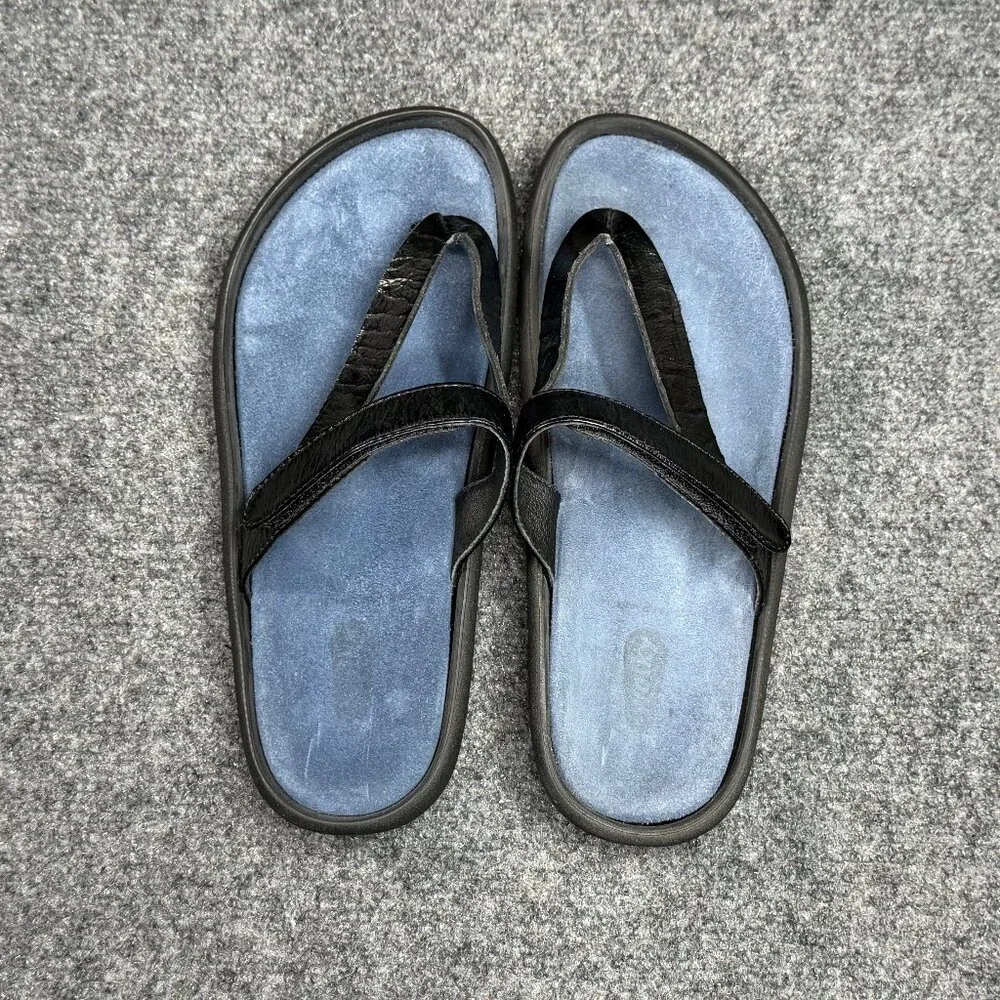 Wolky Tahiti Thong Sandals Women's 7 Black Comfort Casaul Summer Beach Flip Flop